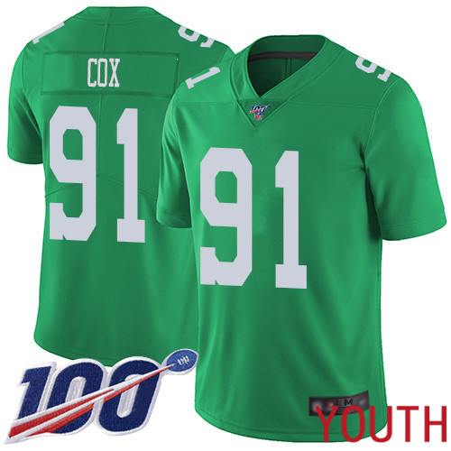 Youth Philadelphia Eagles #91 Fletcher Cox Limited Green Rush Vapor Untouchable NFL Jersey 100th Season Football